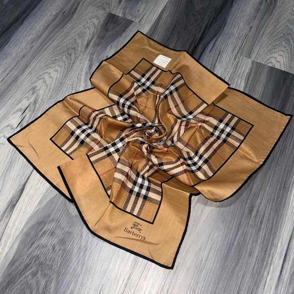 Vintage Burberry Tan & Black Nova Check Cotton Handkerchief - Picture 1 of 11